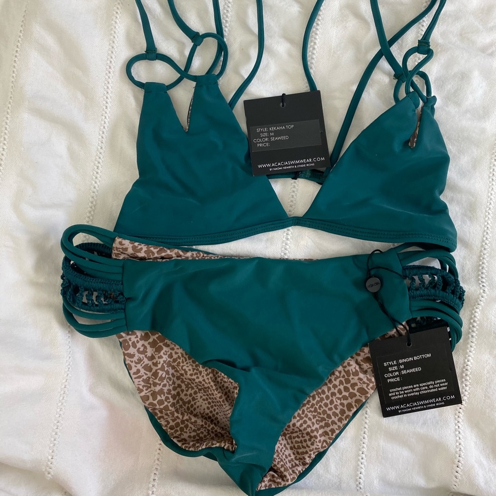 Acacia Kekaha Bingan Bikini Set Seaweed Medium NWT